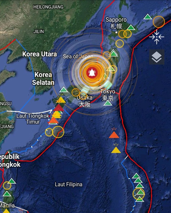 melatipoetihh's tweet photo. Gempa M 7,5 dengan kedalaman 10 km, terjadi di ANAMIZU, JEPANG
Senin 1 Jan 2023 ( 14:10:09 WIB )
Dan gempa susulan masih terus terjadi, dengan magnitudo 6 dan 5+ menggempur di wilayah Jepang https://t.co/TFxNAg9Ps2