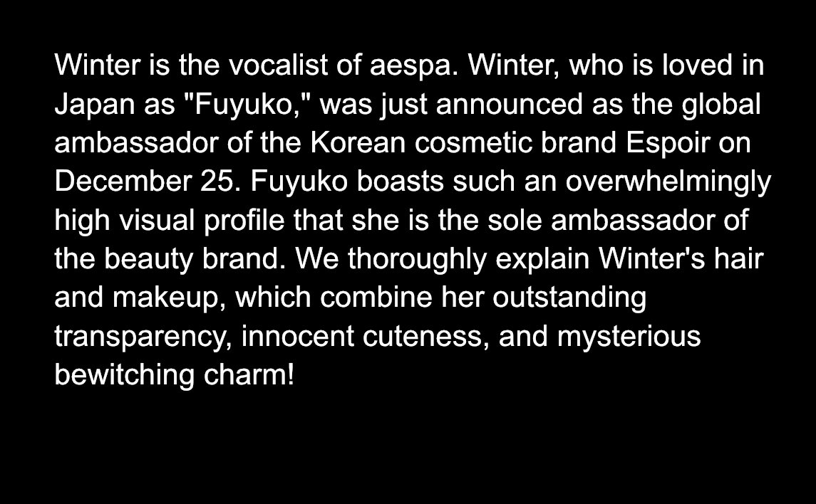 TWNATIONS_'s tweet photo. [📰] Elle Japan published an article about Winter.

"The pinnacle of visuals: aespa WINTER Hair &amp; Make-up Top 25."

🧷 https://t.co/KdiMyYkDfc

에스파 윈터
#윈터 #WINTER #ウィンター #에스파 #aespa https://t.co/orwisde936