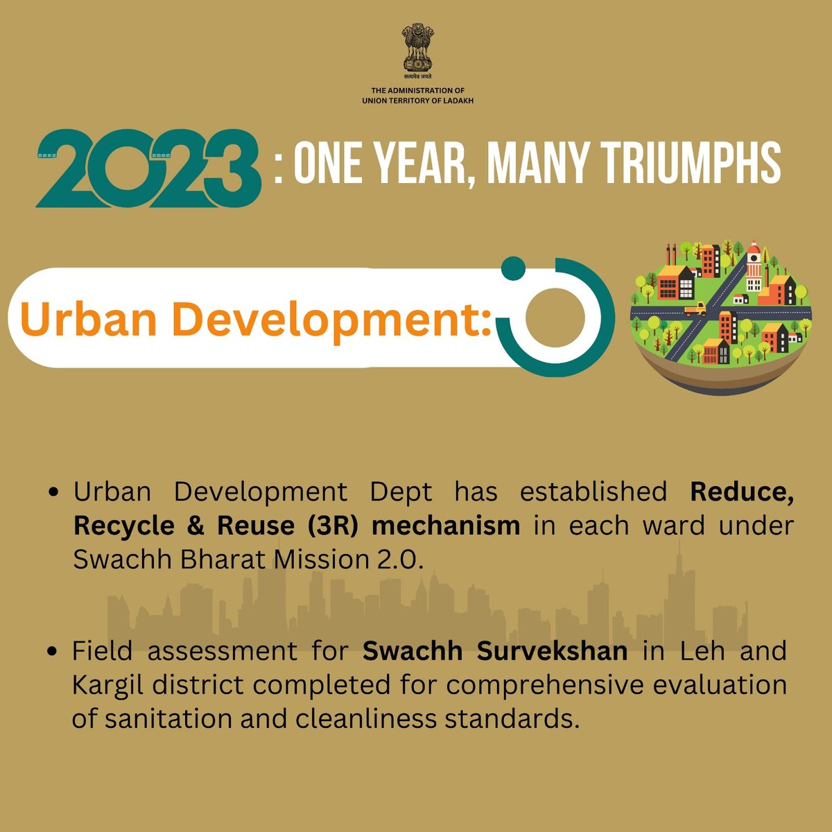 DIPR_Leh's tweet image. 2023: One Year Many Triumphs

Here's a glimpse of the various developmental projects initiated by the Administration of UT Ladakh in the year 2023.

#UTLadakh
#UrbanDevelopment #RuralDevelopment 

@lg_ladakh @MoHUA_India @MoRD_GoI @LadakhSecretary @amit1kas @Info_Ladakh