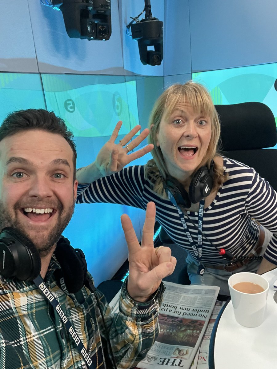 Gimme a two….and a four. Pleasure to be here for your first brekky show on @bbc5live with the completely ace @rachelburden. How’s 2024 treating you so far?!