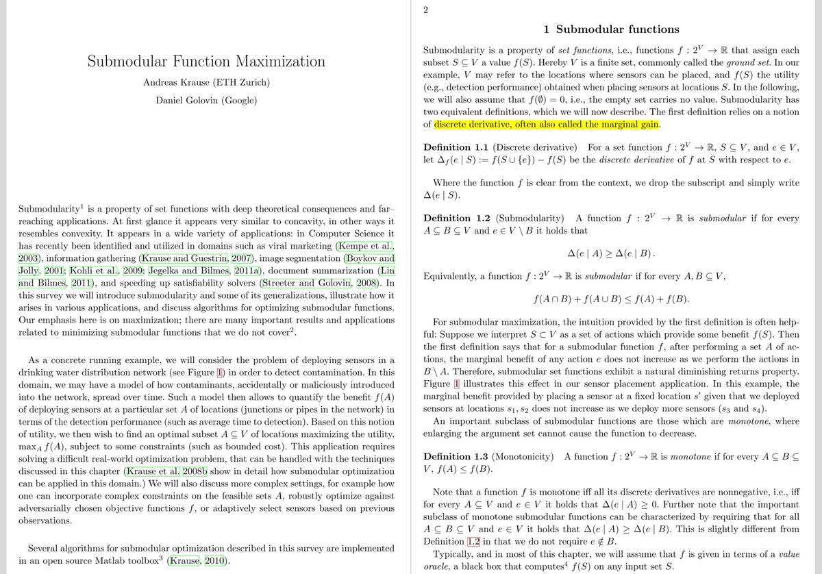 appendens's tweet photo. 📄 Krause &amp; Golovin (2012) Submodular Function Maximization https://t.co/ghSEsCiurK
📖 Ch. 3 in Tractability (2014) https://t.co/ZpfnVp9DPT

📄 Golovin &amp; Krause (2011) Adaptive Submodular Optimization under Matroid Constraints (arX⠶1101.4450v1 [cs⠶DS]) https://t.co/XW3s29mgPe https://t.co/VttlnoGqXc