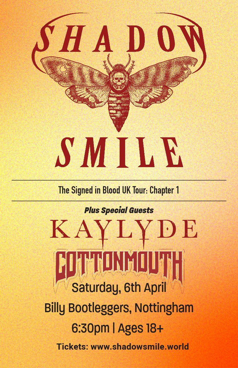 Happy New Year! 🥳

We'll be joining Shadow Smile and Cotton Mouth in Nottingham next April 🔥 Be sure to grab your tickets ASAP 

shadowsmile.world