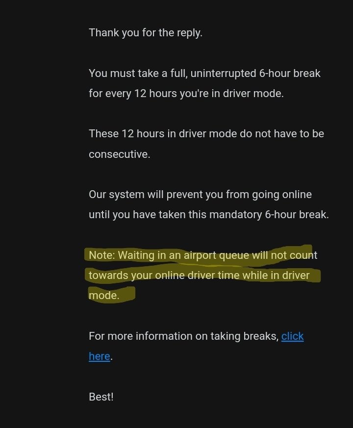 RationalDriver's tweet photo. More misinformation from Lyft support agents.  I received this email after being kicked offline and forced to take a break after waiting in the airport queue.  #Lyft #LyftSupportSucks #LyftMisinformation #Frustrated https://t.co/PQ2XyvsSyZ