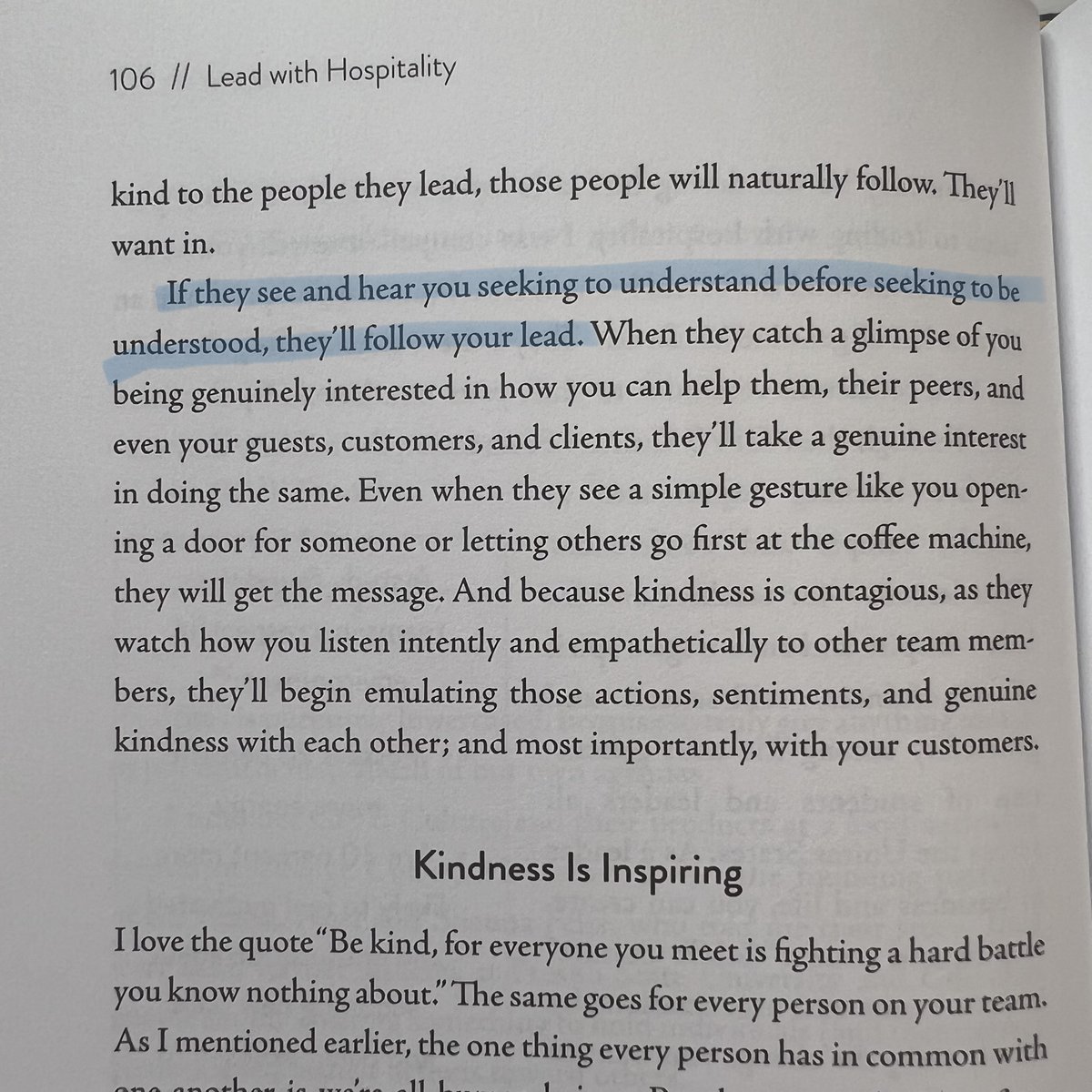 Wish your team would seek to understand you? Go first. 

📷 'Lead with Hospitality' page 106

Get your copy of 'Lead with Hospitality' at your favorite bookstore! 

#HRHospitality #EmployeeEngagement #InspireTeams #HRLeadership #KeynoteSpeaker