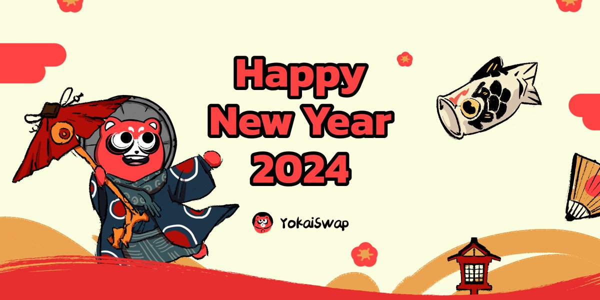 🎉 Happy New Year, YokaiSwap fam! 🎊
As we step into 2024, let's celebrate the milestones we've achieved together and look forward to an even more exciting year ahead! 🚀
Thank you for being an incredible part of our journey. Here's to another year of growth and success! 🌟