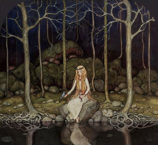 The Princess in the Forest by Swedish fairy tale illustrator John Bauer (1882-1918)