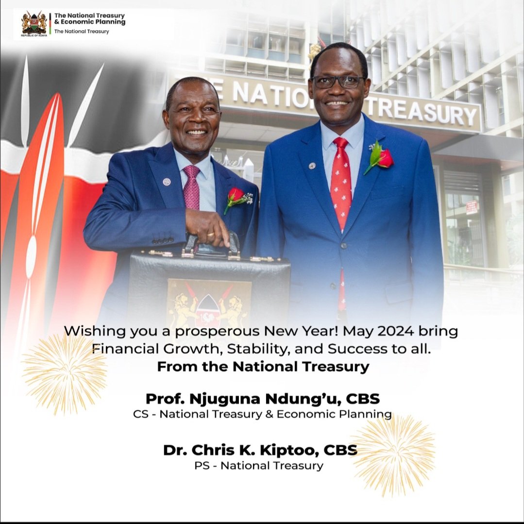 Wishing you a prosperous New Year! May 2024 bring financial growth, stability, and success to all. #HappyNewYear24 @KIPPRAKENYA @Planning_Ke @KenyaVision2030 @CRAKenya @KenyaGovernors @NAssemblyKE @KIPPRAKENYA @Kiptoock @JBMuhati @KNBStats @CBKKenya