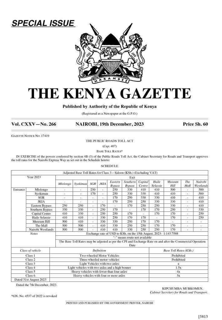 HopeCity_Radio's tweet photo. The Nairobi Expressway Toll Fees revised version https://t.co/7vq1X946VG