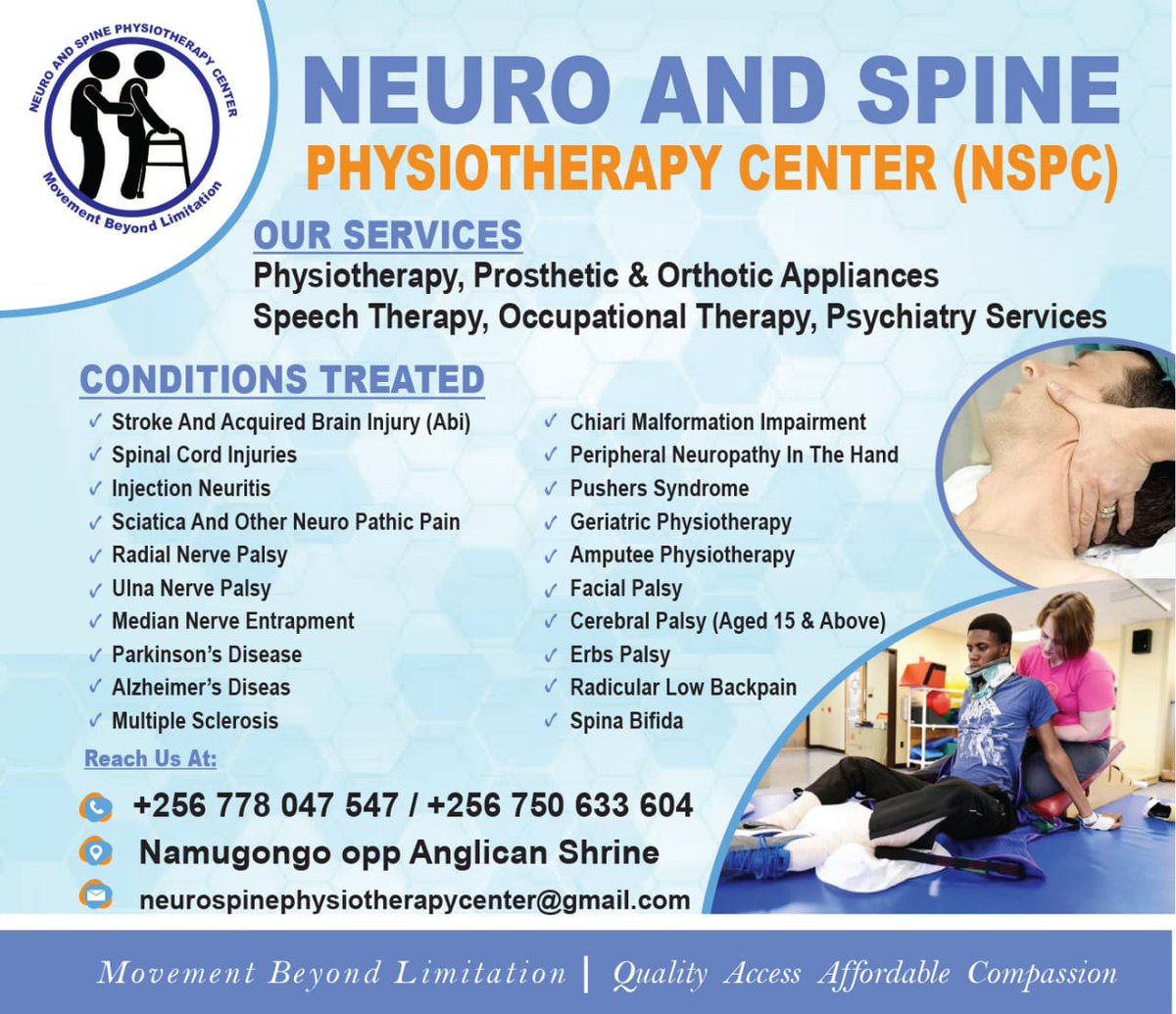 Good afternoon as we start feeling comfortable in the New Year, I would like to introduce to you Neuro and spine Physiotherapy center namugongo, a specialist neurophysiotherapy clinic for the conditions below.for more information .
Click on our website:
…ne-physiotherapy-center.business.site