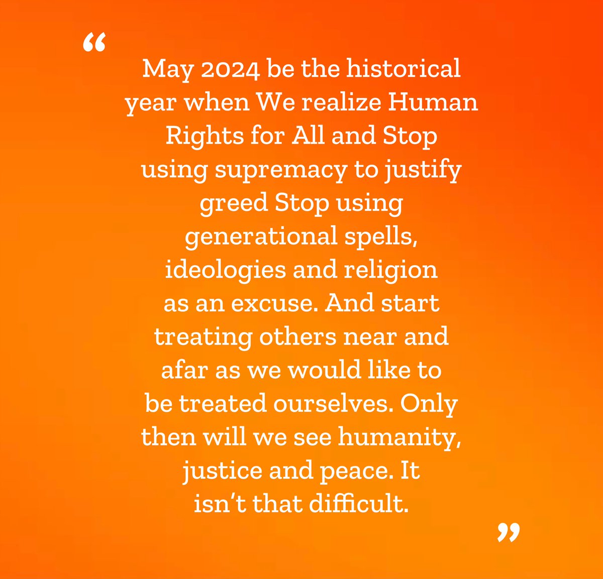 Let 2024 NOT be George Orwell’s 1984. 🌍🕊️🧡 #StandWithHumanity #StandUp4HumanRights #222MillionDreams ✨📚#CEASEFIRE_NOW #InvestInHumanity #TakeResponsibility #BeHumane