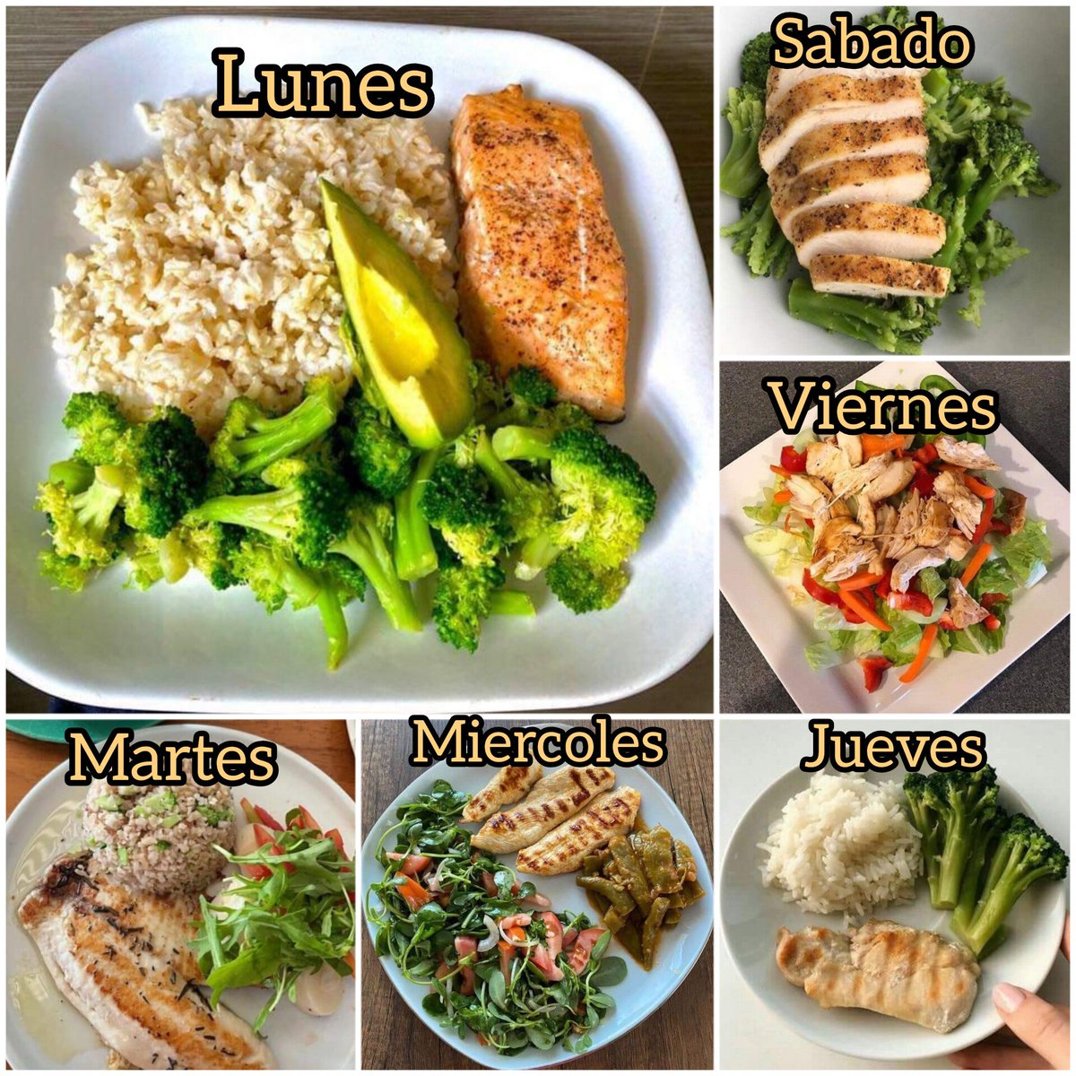 NutriologoGiron's tweet photo. Inicia el año saludable 
7 ideas de almuerzos 

Lunes
-filete de pescado 
-arroz
-aguacate

Martes
-filete de pescado
-quinoa
-ensalada

Miércoles 
-pechuga 
-verduras
-aguacate

Jueves
-pechuga
-arroz
-brocoli

Viernes
-filete
-verduras
-quinoa
-aguacate

Sábado
-filete
-pasta
-calabaza
