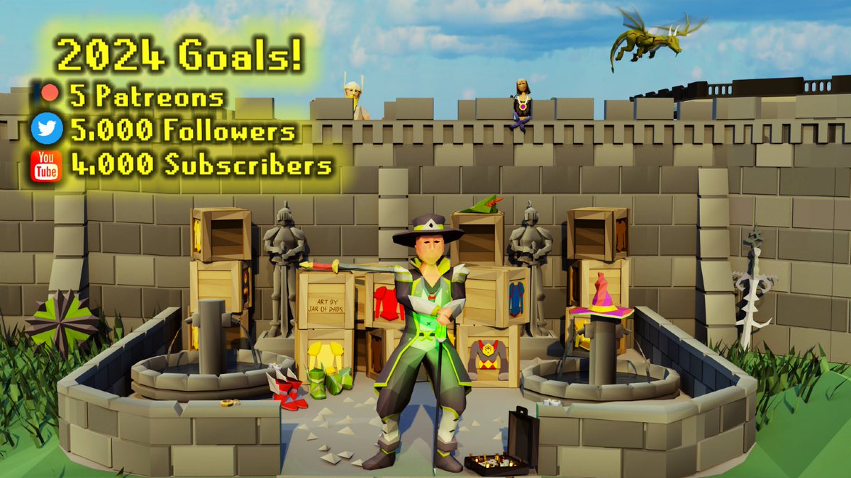🔷My Goals for 2024!

🔸5 Members on my #Patreon
🔹5,000 Followers on #Twitter 
🔸4,000 Subscribers on #YouTube 

Create more #OSRS content, do lots more #Runescape giveaways for the community and try help other content creators grow! 💙

My Patreon 👉 patreon.com/99SlayerTab 👈