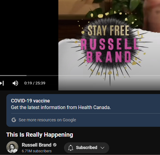moxneo's tweet photo. Thanks, YouTube and Health Canada for your target placement of Covid-19 info. I'm sure it has nothing to do with it being a @rustyrockets Video. Sad I live in Communist Canada! https://t.co/SM8eyFhmWD