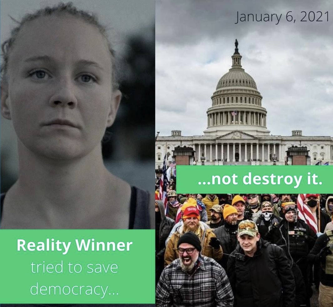 Remember what happened to Reality Winner for trying to protect our democracy? To learn more catch @soniakennebeck documentary film Reality Winner on Apple TV or Amazon Prime. Learn the real story in this new year.