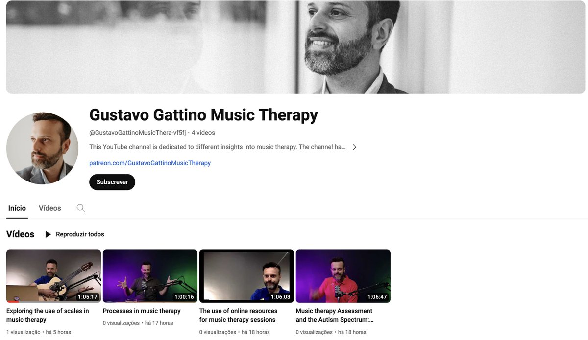 Happy 2024 to everyone! On this first day of the year, I'm launching my new YouTube channel under the name Gustavo Gattino Music Therapy.  If you want to support my work as a YouTuber, you can do so by subscribing to my Patreon profile.
Link: patreon.com/GustavoGattino…
