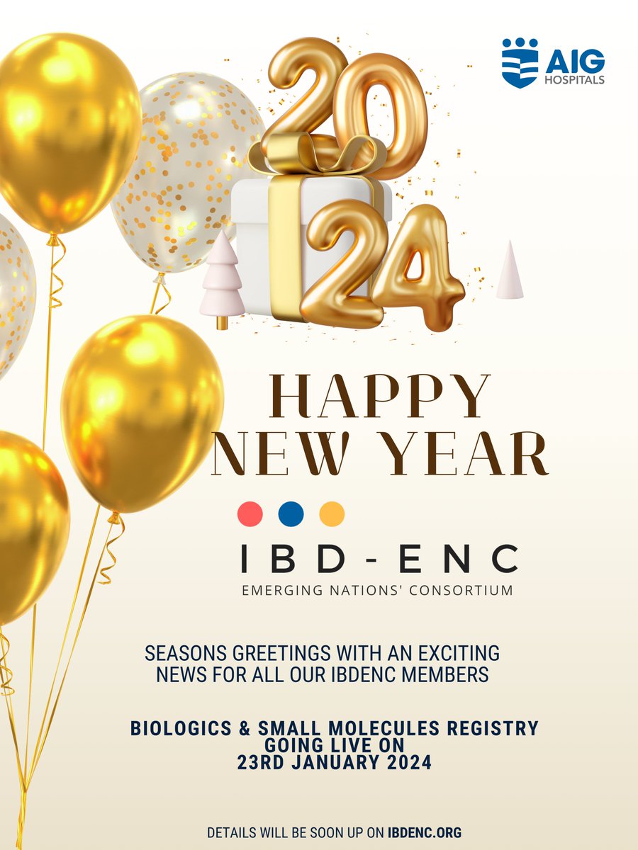 ibd_enc's tweet photo. #HappyNewYear2024 from the entire team of #IBDENC. Looking forward to an amazing year starting with our #Biologics & #SmallMolecules registry going LIVE on 23rd Jan. Watch this space for more info. #IBDCare https://t.co/TrdEo53oEk
