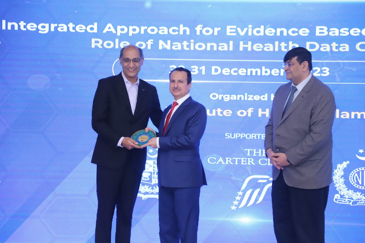 The National Institute of Health (NIH), Ministry of National Health Services, Regulations and Coordination with the support of Carter Center, organized a two-day national conference on 'Integrated Approach for Evidence-Based Public Health - Role of National Health Data Center'.