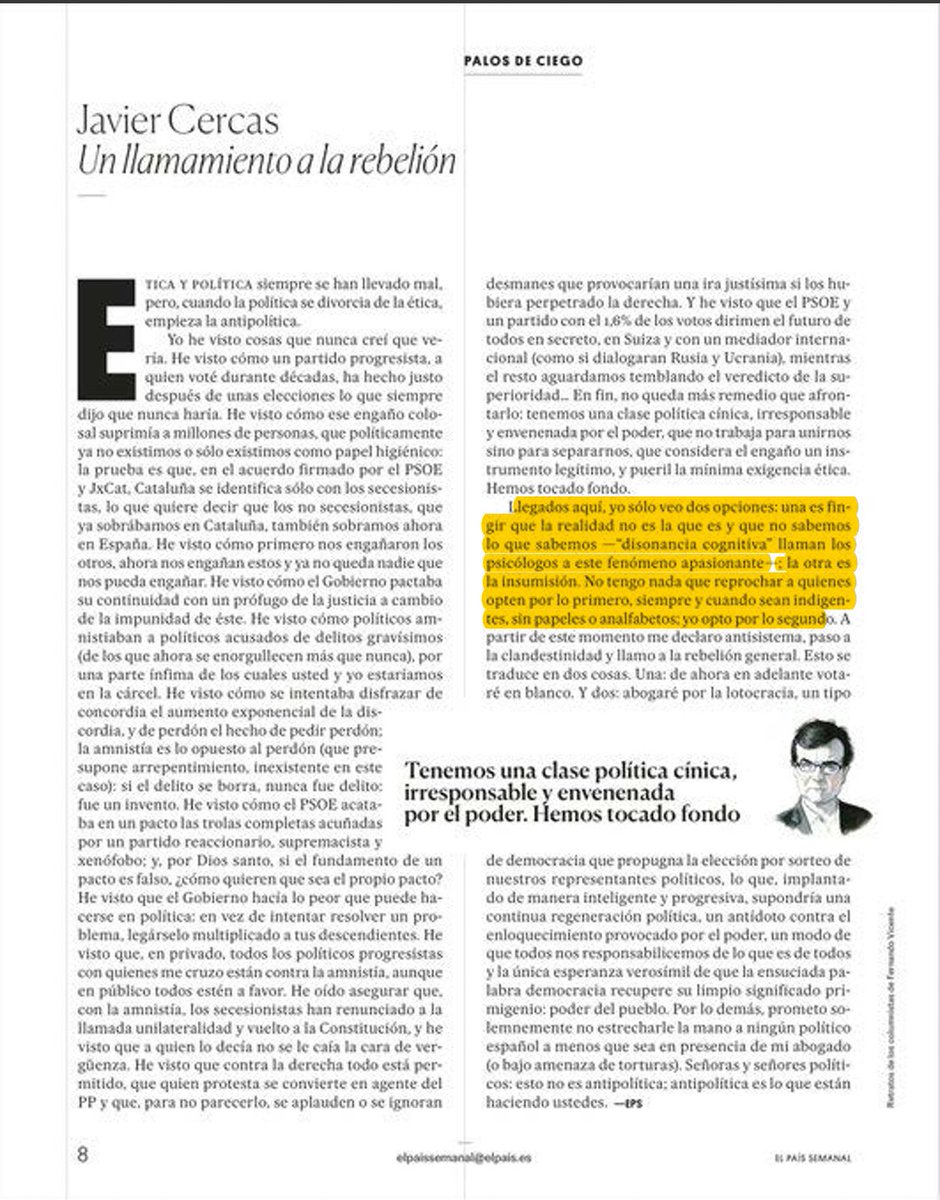 Engrosa el club.  Ya hay un nuevo fascista para los rancios inquisidores, ratas sectarias y palmeros subvencionados habituales. La última campaña se la han montado ahora a Javier Cercas por haber tenido el coraje de escribir esto en El País.