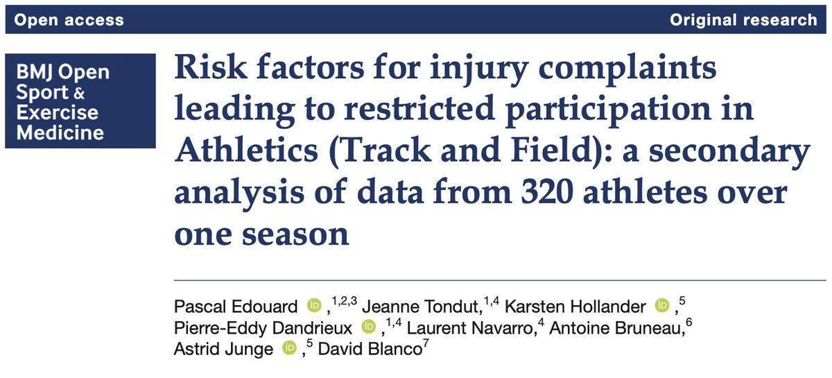 BMJOpenSEM's tweet photo. In our #PeekBehindStudy series: 
@PascalEdouard42 on injury risk in #athletics: life continues after an injury event and athletes continue to train.

What is the risk of re-injury?

BLOG👇🏼
https://t.co/84VaLcor0V

OA ARTICLE ➡️ https://t.co/gLxrIyHrX6

#WeAreBOSEM https://t.co/aMypYVhGVo