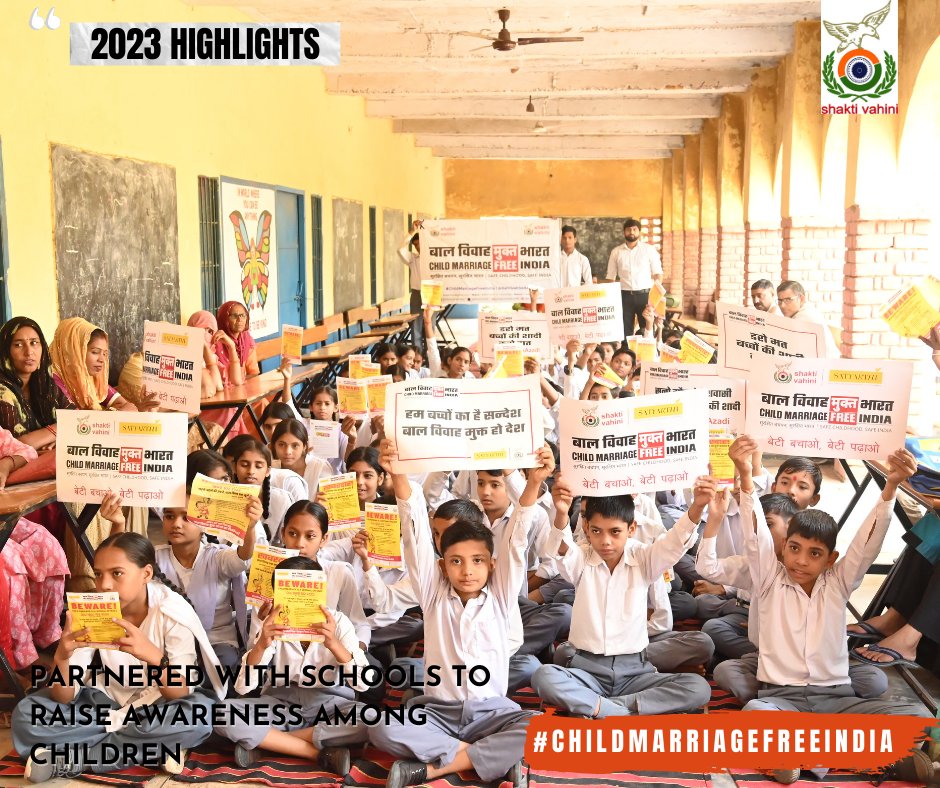 In the year 2023, Shakti Vahini continued to undertake special initiatives to combat human trafficking, child sexual abuse, and child marriages. 
#SHAKTIVAHINI #EndHumanTrafficking #EndChildSexualAbuse #EndChildMarriage #ChildMarriageFreeIndia @SHAKTIVAHINI