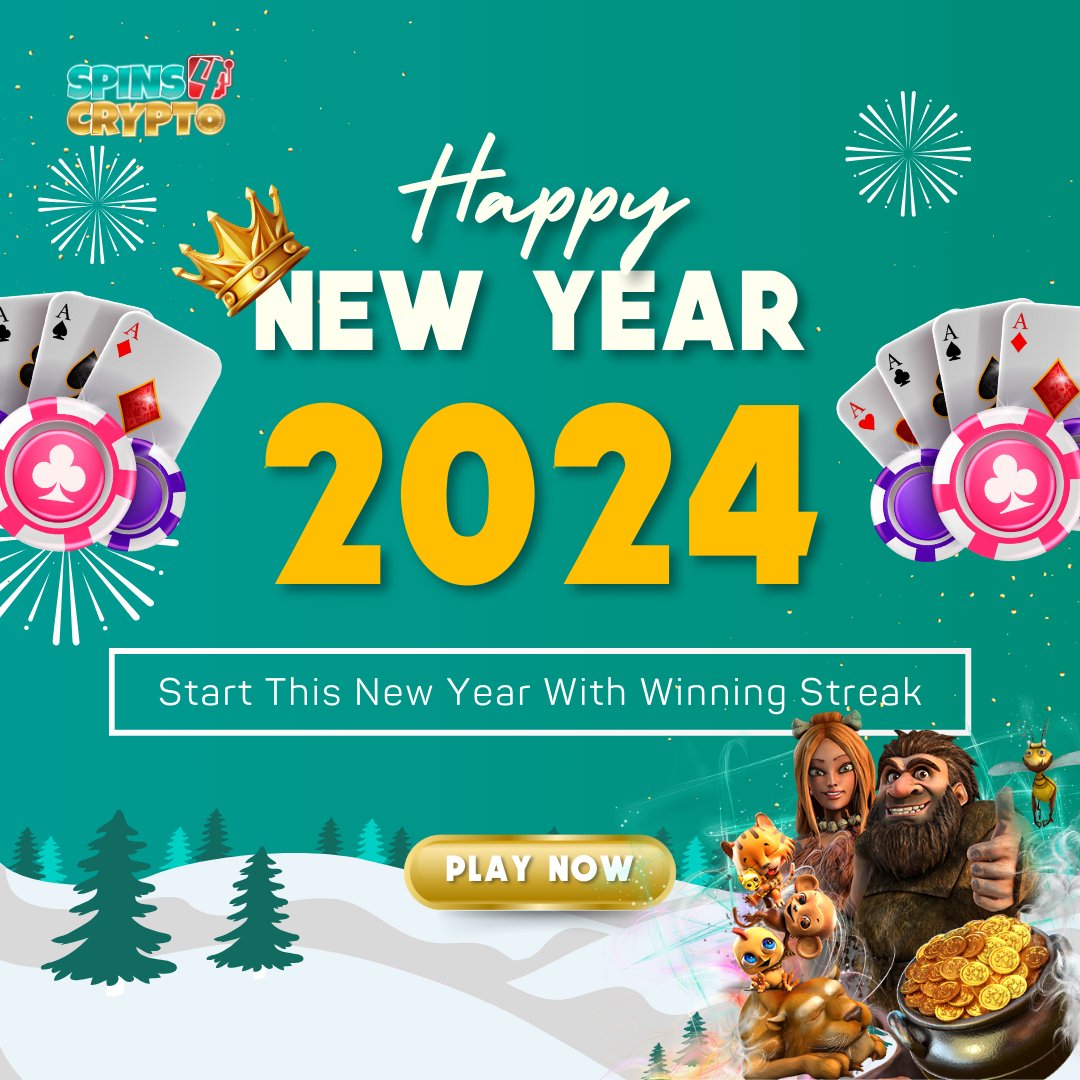 Spins4Crypto's tweet photo. Let's start this #NewYear2024 with a spectacular winning streak😎

Don't forget to claim your deposit bonuses!

Play Now!
🔗https://t.co/llwF0dpckH

#cryptocurrency #pokerface https://t.co/vHR0cvrCcu