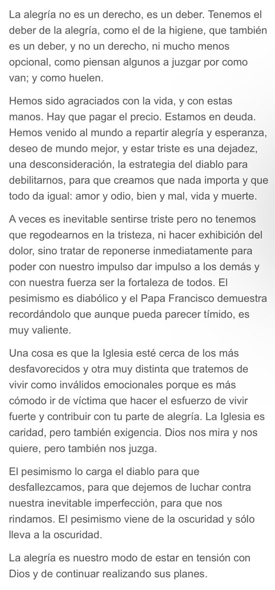 Raggiomoral's tweet photo. "La alegría no es un derecho, es un deber" https://t.co/EvyPNKWBiq