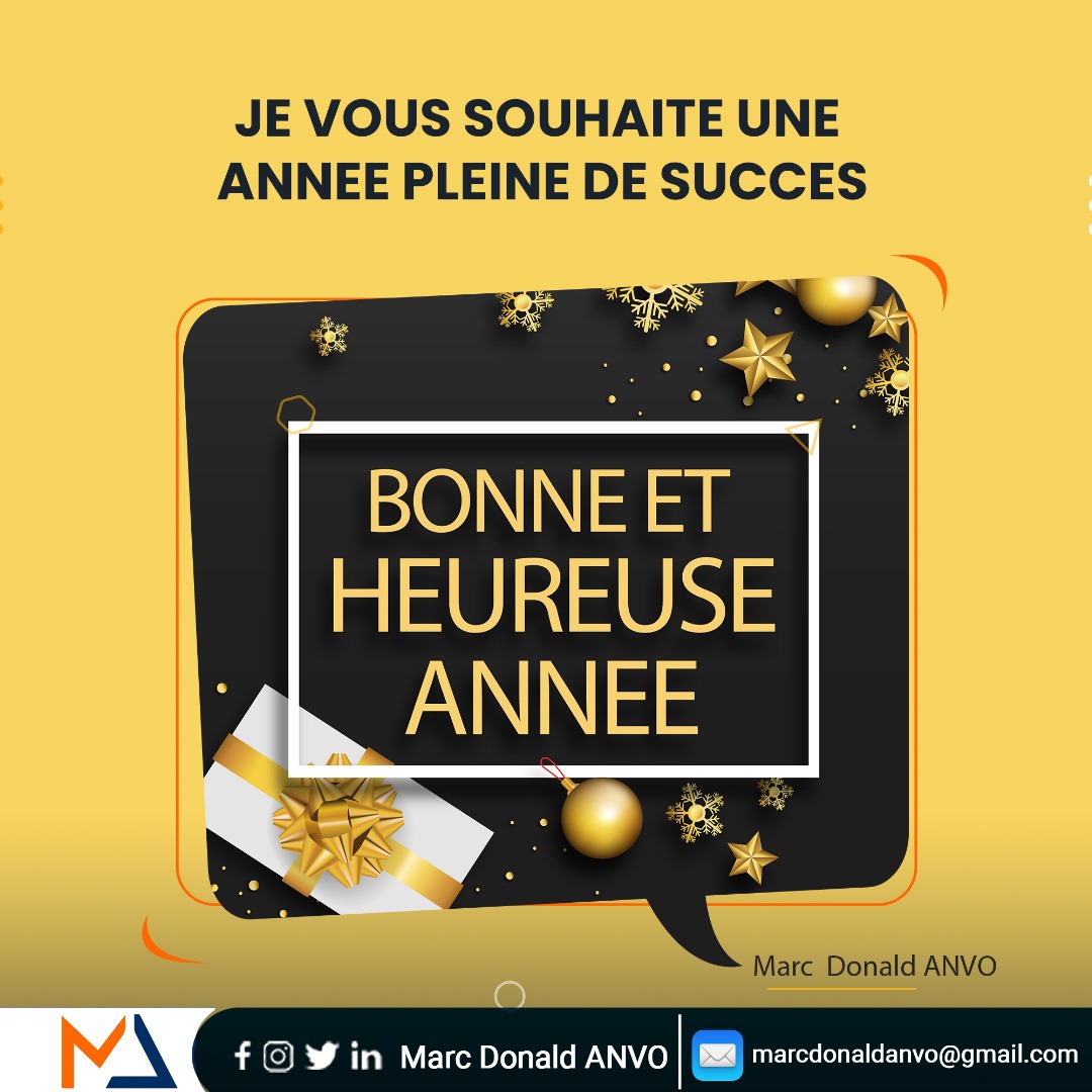 MarcAnvo's tweet photo. Hello la famille. C'est le nouvel an 🥳
En cette nouvelle année, je vous souhaite le succès dans tous vos projets, l'abnégation dans vos efforts et la réussite dans chacune de vos entreprises. Que 2024 soit une année de réalisations exceptionnelles pour chacun d'entre vous !
#MDA https://t.co/wjrNa9z7Qk