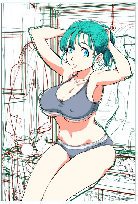 辰年…ドラゴン…でブルマでも描こうかと。これから背景めんどい。 
