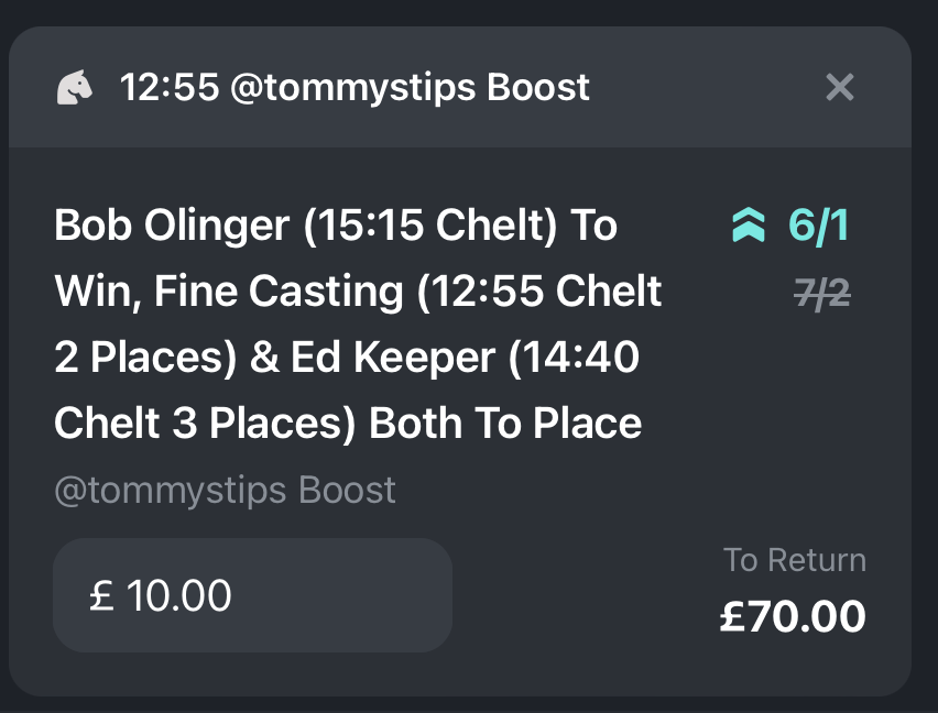TommysTips's tweet image. 🐎 NEW YEARS DAY CHELTENHAM BET

❤️ If this wins, I'll give the full £70 to a random follower who likes &amp;amp; RT's this. 

✅ Add to slips here: bit.ly/NYDBoost

18+ Begambleaware, Odds Time Of Posting, Limited Availability.