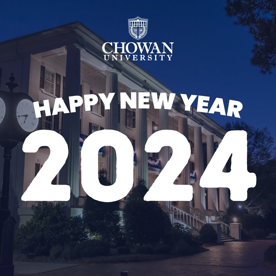 ChowanU's tweet image. Happy New Year from Chowan University! We wish you a successful and positive 2024! #CUSoon #CUHere #CUSkilled #Skills4Life