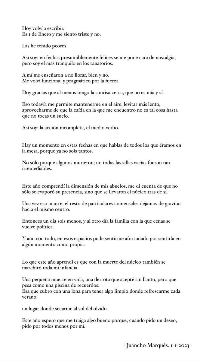 Un fragmento de algo que escribí hoy justo hace un año