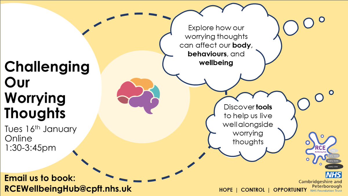 Join @CPFT_RCE f  online mid January to explore our challenging thoughts and emotions in two sessions to recognise emotions and discover our own tools to strenghten our mental health.   Email  RCEWellbeingHub@cpft.nhs.uk  @choicescambs  @gambling_care @cpslmind  @cambsrecovery