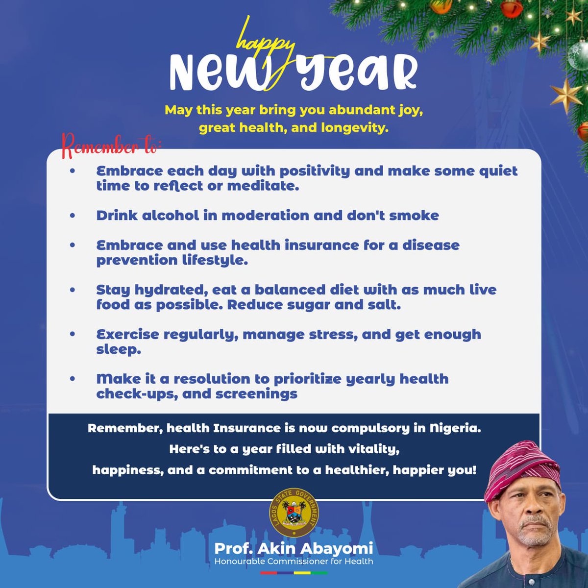 May year 2024 bring you abundant joy, great health and longeviry. Happy new year. May this year be our best year ever. @jidesanwoolu @drobafemihamzat @jidesanwoolu @followlasg @LSMOH @muhammadpate @officialABAT