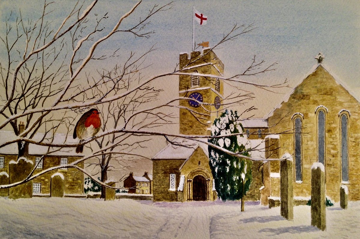 rhartj's tweet photo. St. Andrew’s Church, Corbridge.  My watercolour. https://t.co/CfJm4beSzM