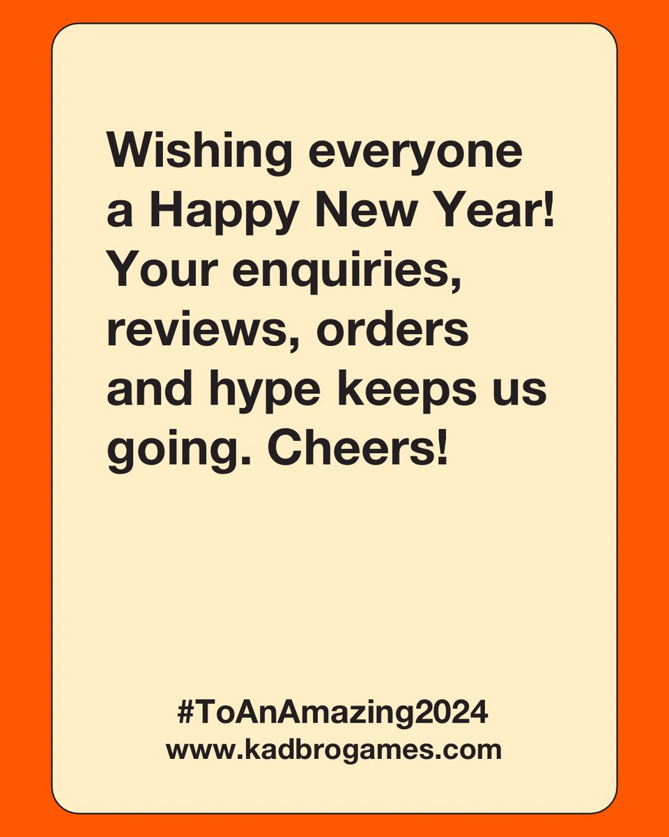 KadbroGames's tweet photo. We endlessly thank everyone for their support in 2023. This year, we’ll stand true to our brand’s mission — making card games that are awesome enough to keep you off your phone and get you in the moment and most importantly, to create stronger bonds and lasting memories 📝🫶🏾… https://t.co/CHfYYQBKBB
