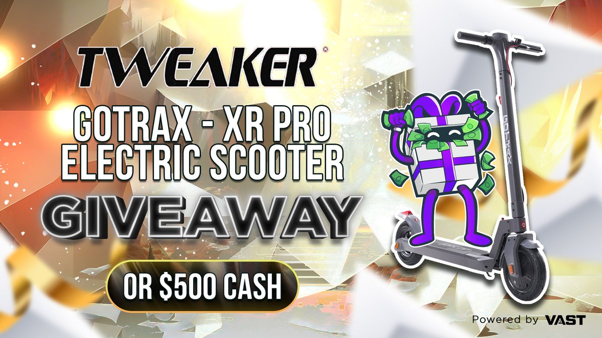 Gotrax - XR Pro Electric Scooter Giveaway! To enter, perform these tasks via the link below: ❤️ Retweet + Like 🛴 Follow @Tweaker_Energy Enter Here: vast.link/Tweaker-Energy