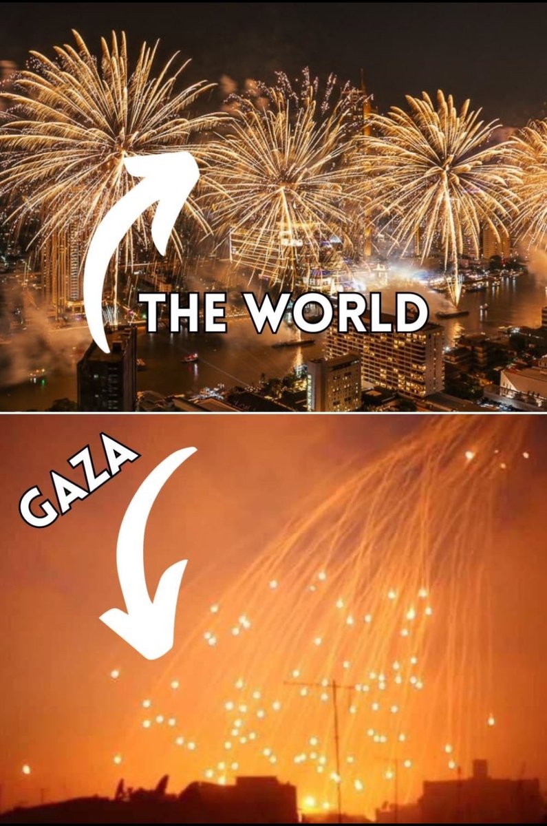 I'm guilty of this. I had a small amount of fireworks at home last night to ring in NYE. As each one went off it was followed by loud cheers & laughter from my 2 children and their cousins. This is not the case in Gaza or the state of Palestine #FreePalestine #Ceasefire_In_Gaza