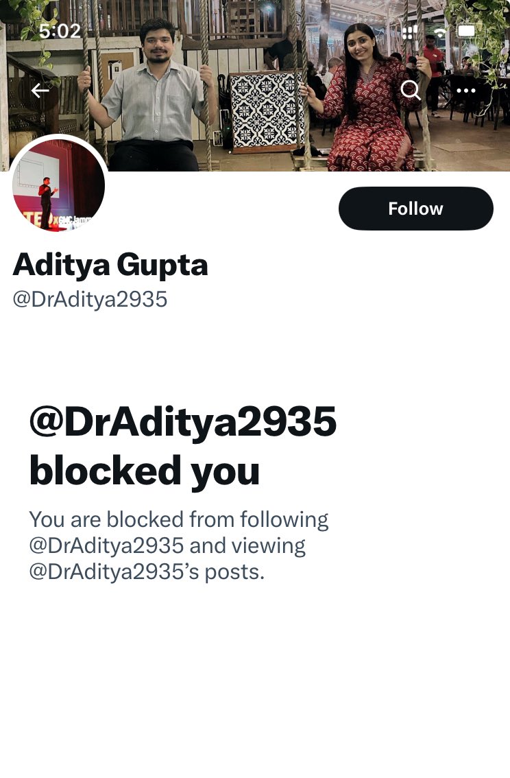 My post triggered some people. That’s fine, don’t need to find every opinion agreeable. Then this chap @DrAditya2935 calls me a dick and blocks me so I can’t reply. Aditya, grow a pair. Don’t dish it out if you can’t take it.