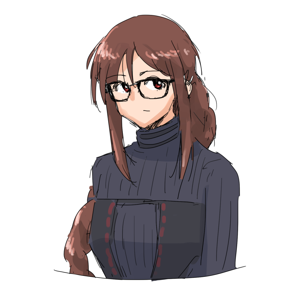 yu mei-ren (fate) 1girl glasses brown hair solo long hair braid sweater  illustration images