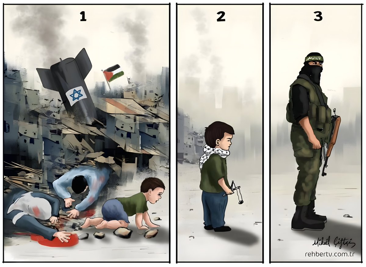 DubreuilhMarcel's tweet photo. Rappelons qu'un combattant du Hamas c'est avant tout ça : 

"Si on tue votre mère, votre père, vos sœurs, vos frères, vos cousines, vos cousins, vos tantes, vos oncles, vos amis... et que vous êtes de toute manière, depuis votre naissance, condamnés à vivre dans les 360 km2 à Gaza, encerclés par des Check Point où les soldats de Tsahal vont vous humilier nuit et jour... Il va se passer quoi à votre avis ?"