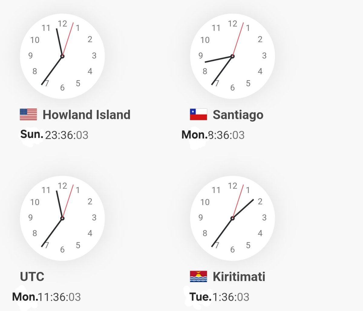At this moment there is a curious effect on the Time Zone: There are 3 days at this very moment. It is 2 January 2024, in #Kiritimati, #Kiribati 🇰🇮. It is 1 January 2024, in continental #Chile 🇨🇱. And, it is 31 December 2023, in #HowlandIsland, #UnitedStates 🇺🇸. 👀 #HappyNewYear