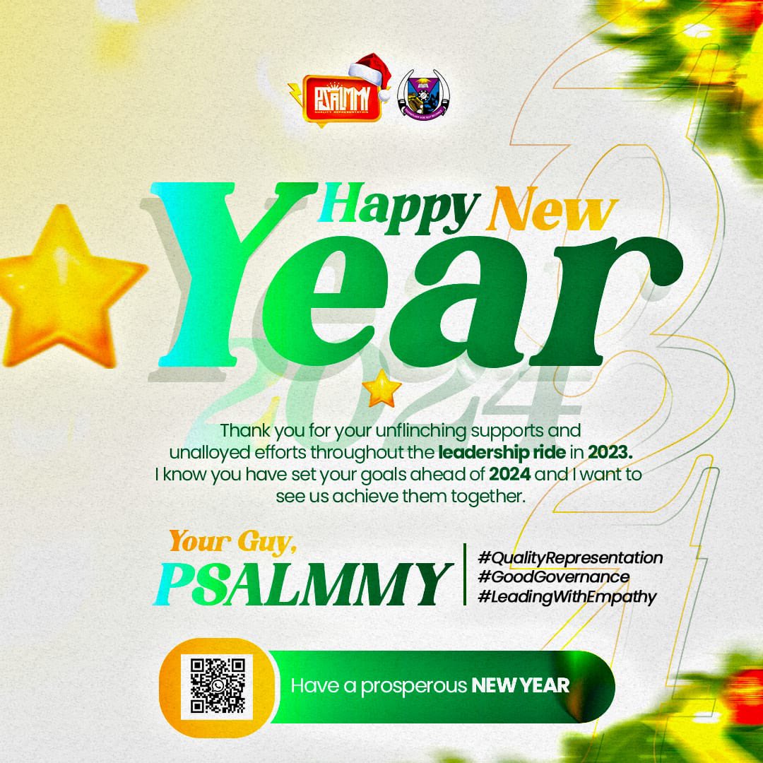 PsalmmyLutherKG's tweet photo. A new year is like a blank book. The pen is in your hands. It is your chance to write a beautiful story for yourself. 
Happy new year.
#QualityRepresentation
#GoodGovernance
#LeadingWithEmpathy

Your guy,
PSALMMY https://t.co/It1nYLvogC