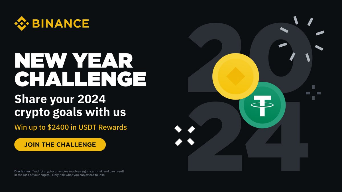 BinanceAfrica's tweet photo. To kickstart 2024, we are launching an exclusive crypto New Year challenge for our community to share $2400 in USDT rewards ✨

🔸Retweet
🔸Follow @Binanceafrica
🔸Tag 4 friends and share your crypto goals for 2024 using #MyCryptoGoals2024
🔸Fill Entry 👉 https://t.co/eaYBDjk0yz https://t.co/dwQoMFVpnp