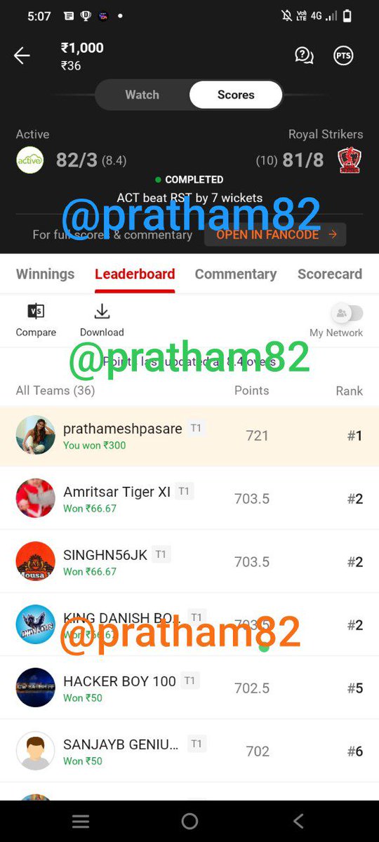 Hashtagcric82's tweet photo. Miss 57 mini win 36 #dream11 #minigl https://t.co/JjOKbpCcOc
