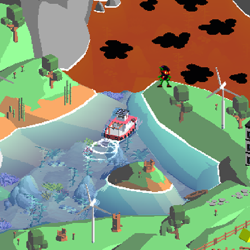 WeAreSecretMode's tweet photo. On the 8th day of gaming, Zool went to see, this boat a-cleaning ⛴️

Zool is overseeing this little boat clean up the spillages in @LenteGameDev's Spilled! 

#WeAreSecretMode #Zool #12DaysofGaming #SpilledGame https://t.co/ceKYl2CeGt