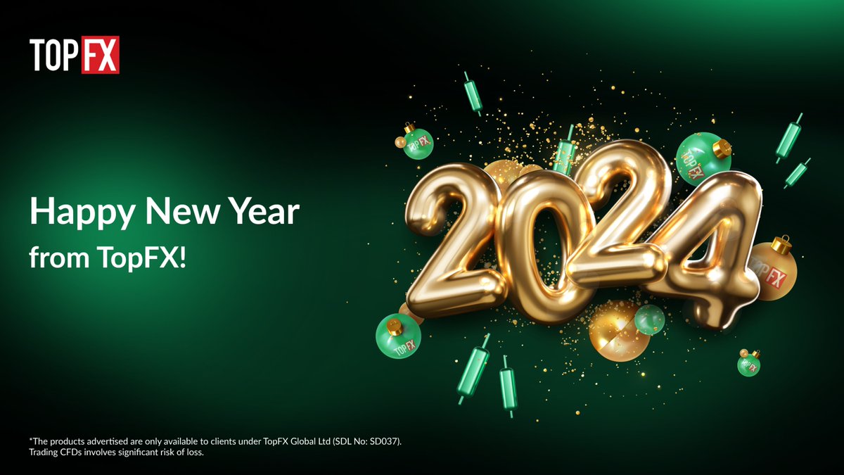 topfx_global's tweet photo. From #TopFX family to yours, happy new year! 🥳 
Wishing everyone a profitable and successful 2024! 📈💰✨ https://t.co/ITHaLKWhh2