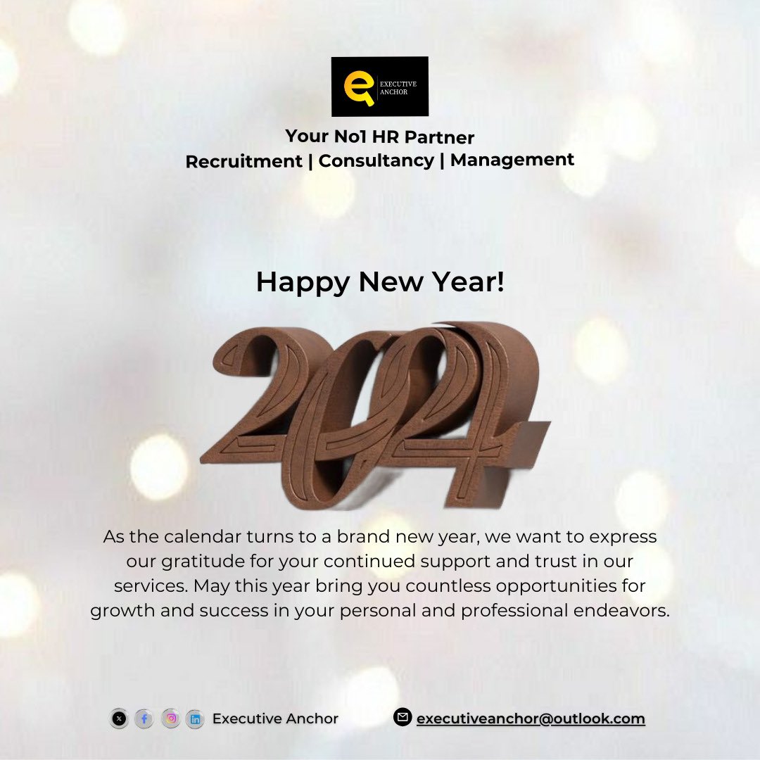 ExecutiveAnchor's tweet photo. Happy New Year! 
This year will be good for us all..
From all of us at Executive Anchor… https://t.co/hnnQ8Uz8MX
