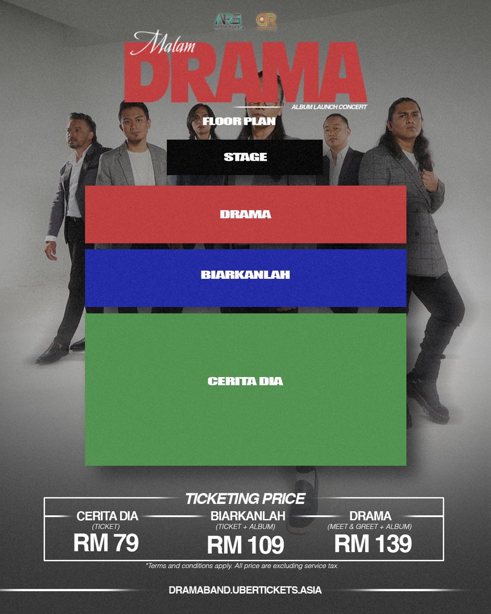 MALAM DRAMA (Album launch concert)!

Konsert solo pertama Drama Band! 
2 Mac 2024, Bentley Music Auditorium, Damansara. 

Tiket sudah boleh mula dibeli sekarang untuk geng yang join channel telegram kita!

Selling fast! Lets gooooo! 

t.me/gengdramaband