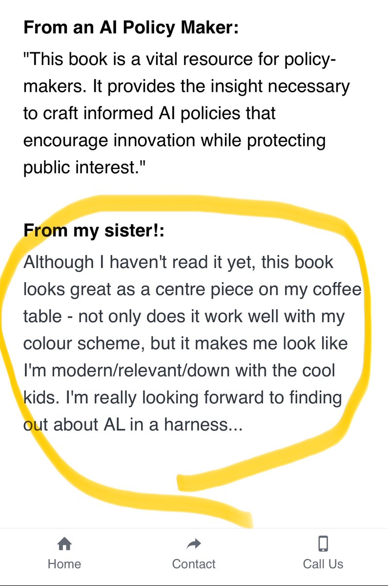 ⭕️ You can always depend on your siblings can't you?! There are some great quotes on my latest #AI book webpage: thoughtprovoked.co.uk/harnessing-ai and then there's this one from my sister 😂