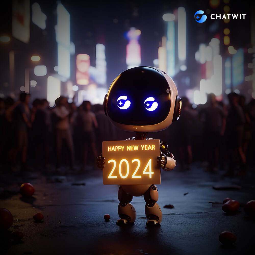 Happy New Year from Chatwit! As we enter 2024, let's optimize our conversations for success. Wishing you a year filled with seamless integration, efficient communication protocols, and enhanced customer interactions. 

#newyear #newyear2024 #aicahtbot #chatbot #chatwit
